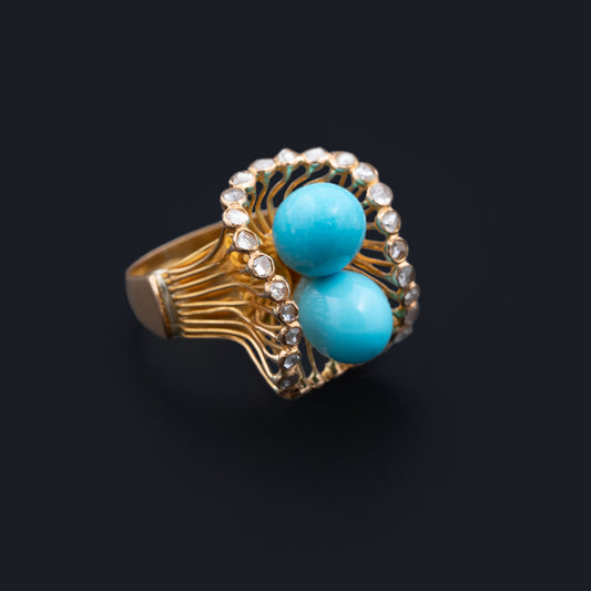 Diamonds and Turquoise Gold Ring