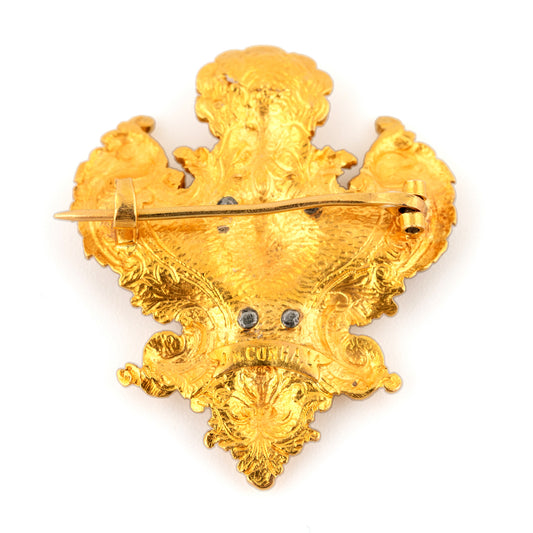 Alfinete em ouro e esmalte azul, "Por Bem"