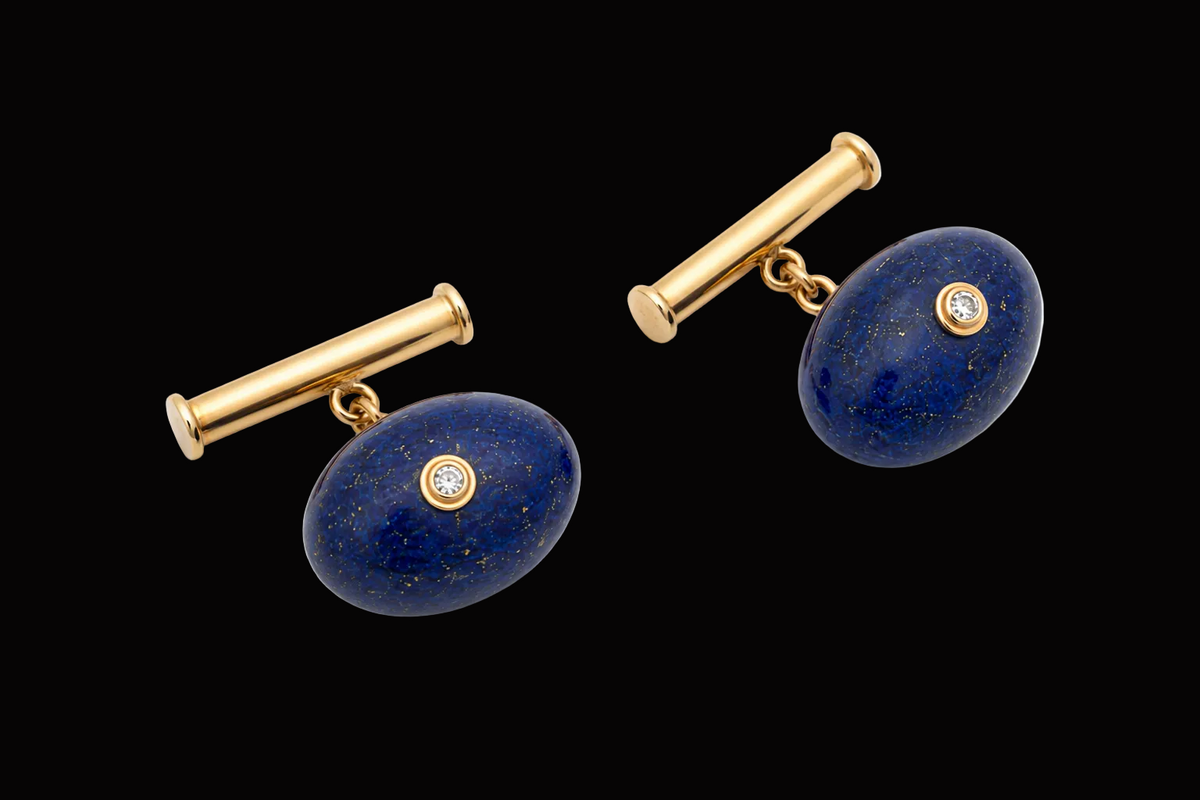 Botões de Punho com Lapis Lazuli e Diamantes