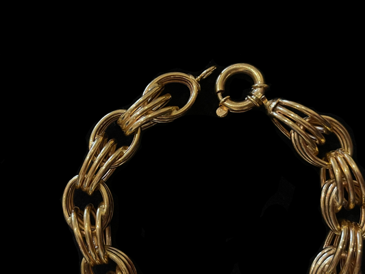 Pulseira em ouro com elos triplos, século XX