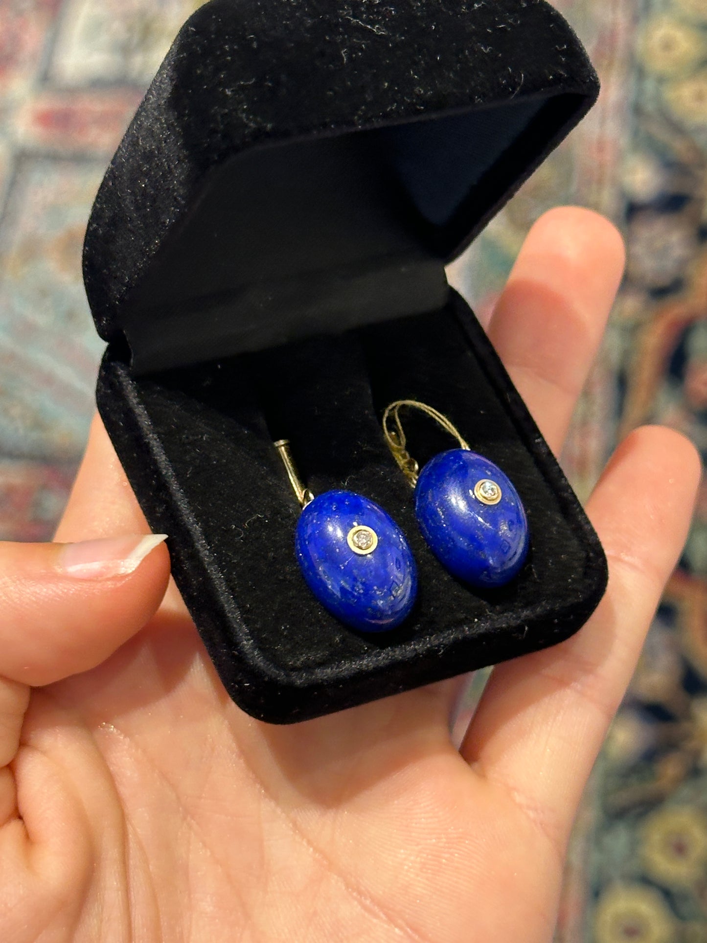 Botões de Punho com Lapis Lazuli e Diamantes