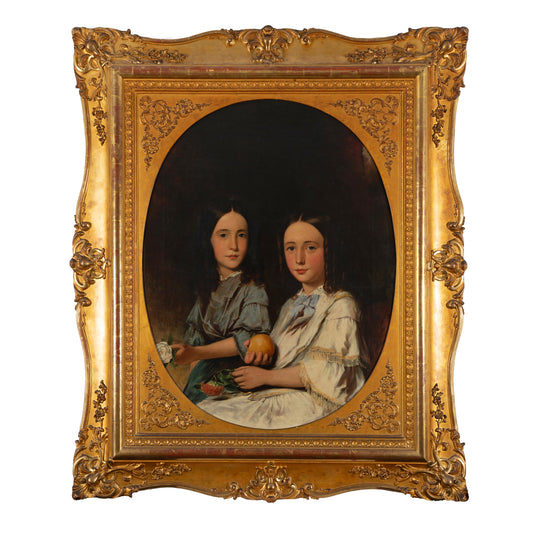 Escola Inglesa, séc. XIX. Retrato de duas jovens