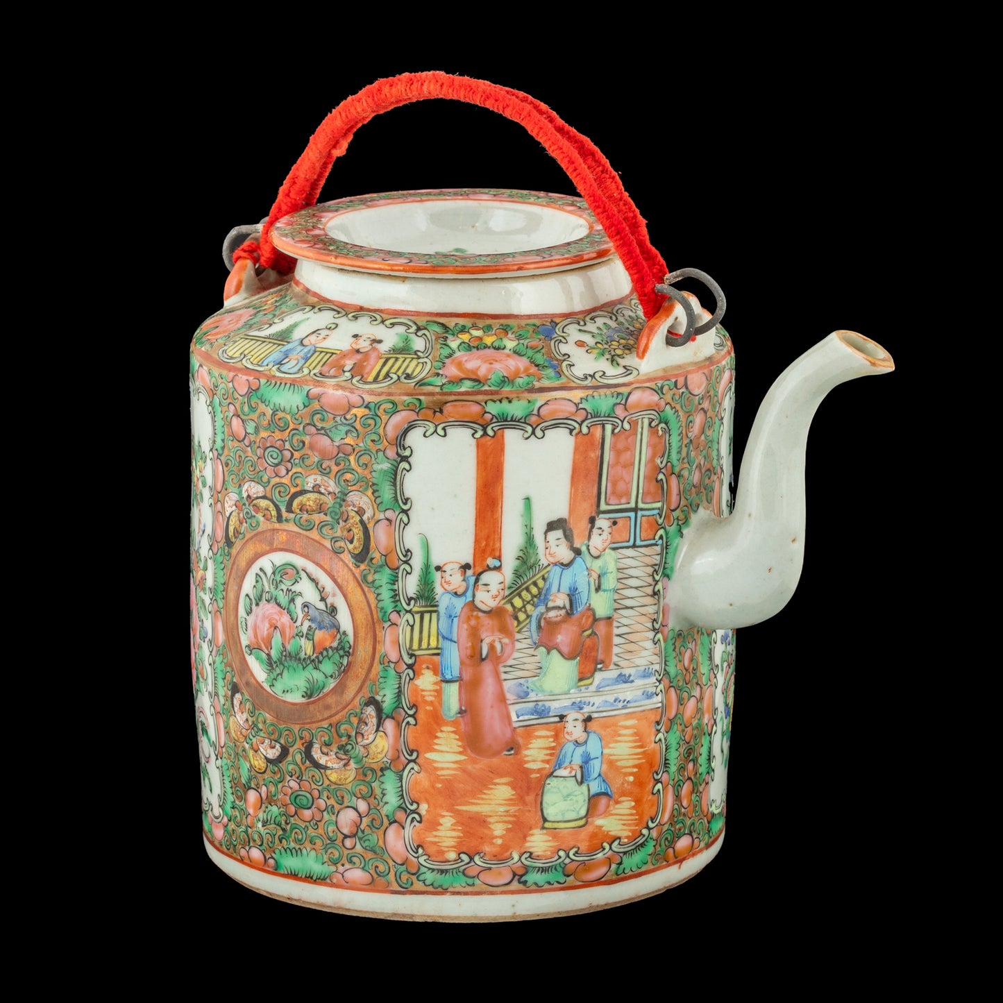 Bule em Porcelana Chinesa, decoração Mandarim