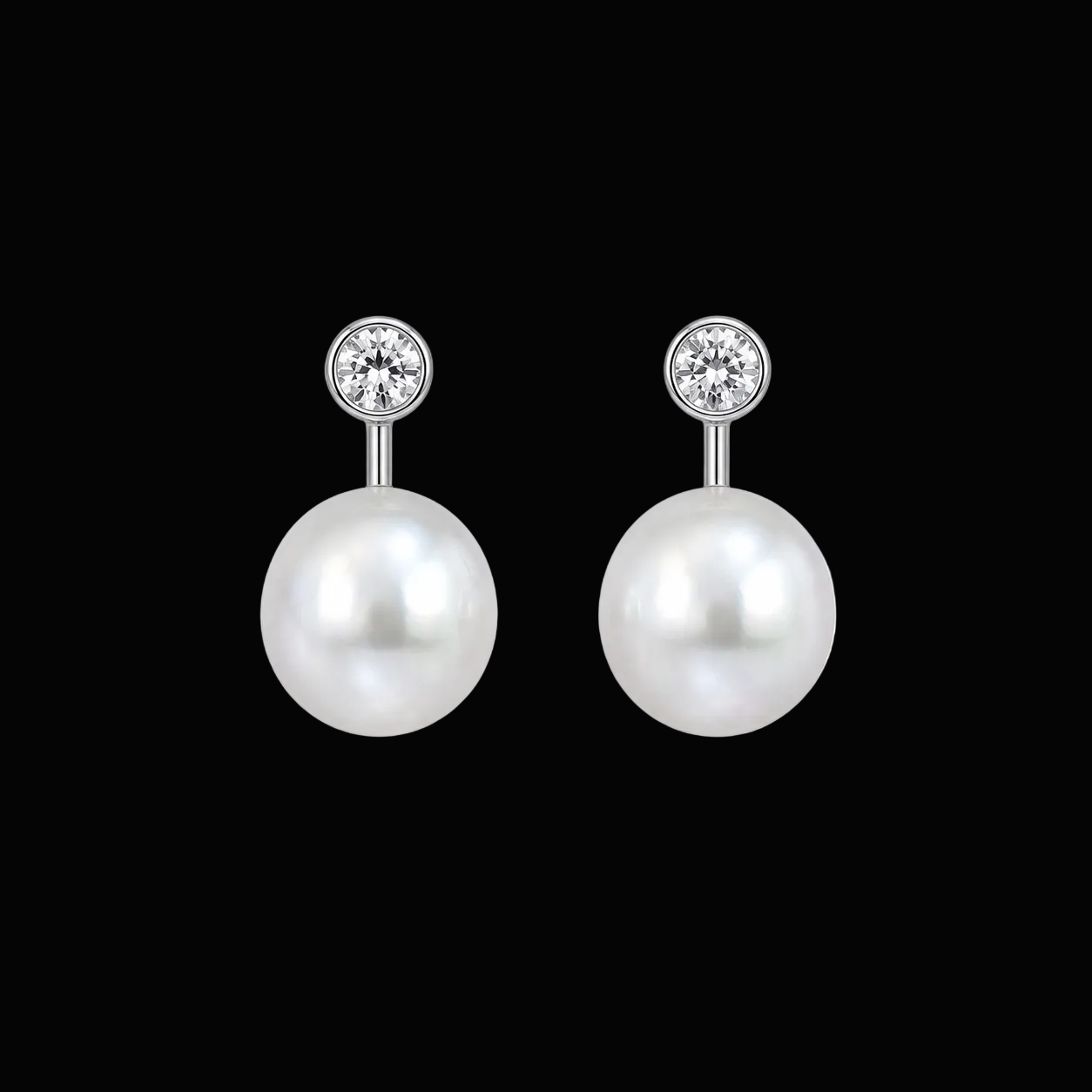 Brincos com pérola e diamantes
