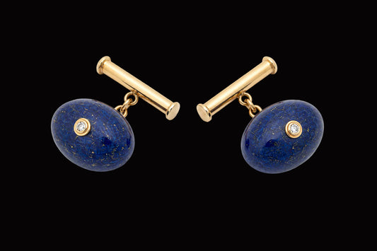 Botões de Punho com Lapis Lazuli e Diamantes