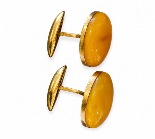 Botões de Punho em ouro e âmbar
