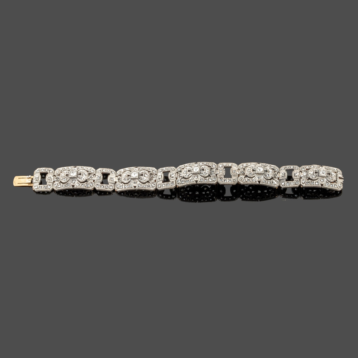 Pulseira Art Déco em Ouro e Prata com Diamantes