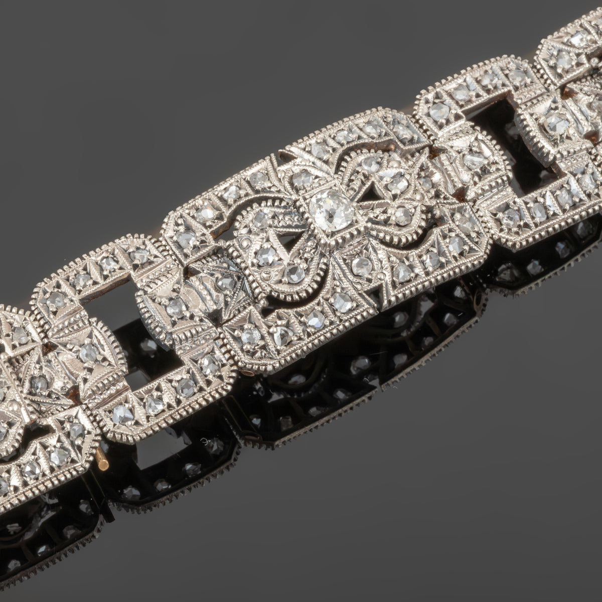 Pulseira Art Déco em Ouro e Prata com Diamantes