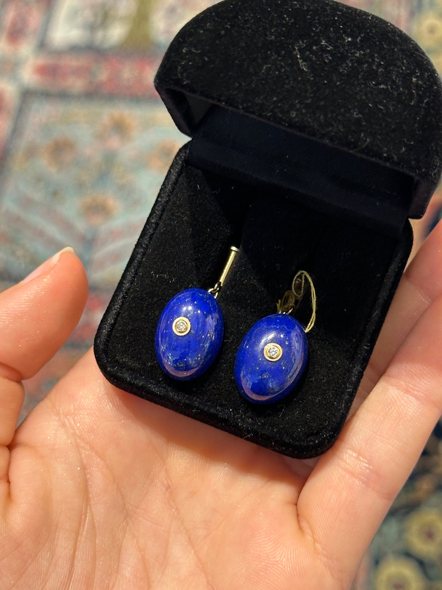 Botões de Punho com Lapis Lazuli e Diamantes