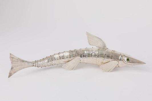 Peixe Articulado em Prata com Olhos de Vidro, Séc. XX